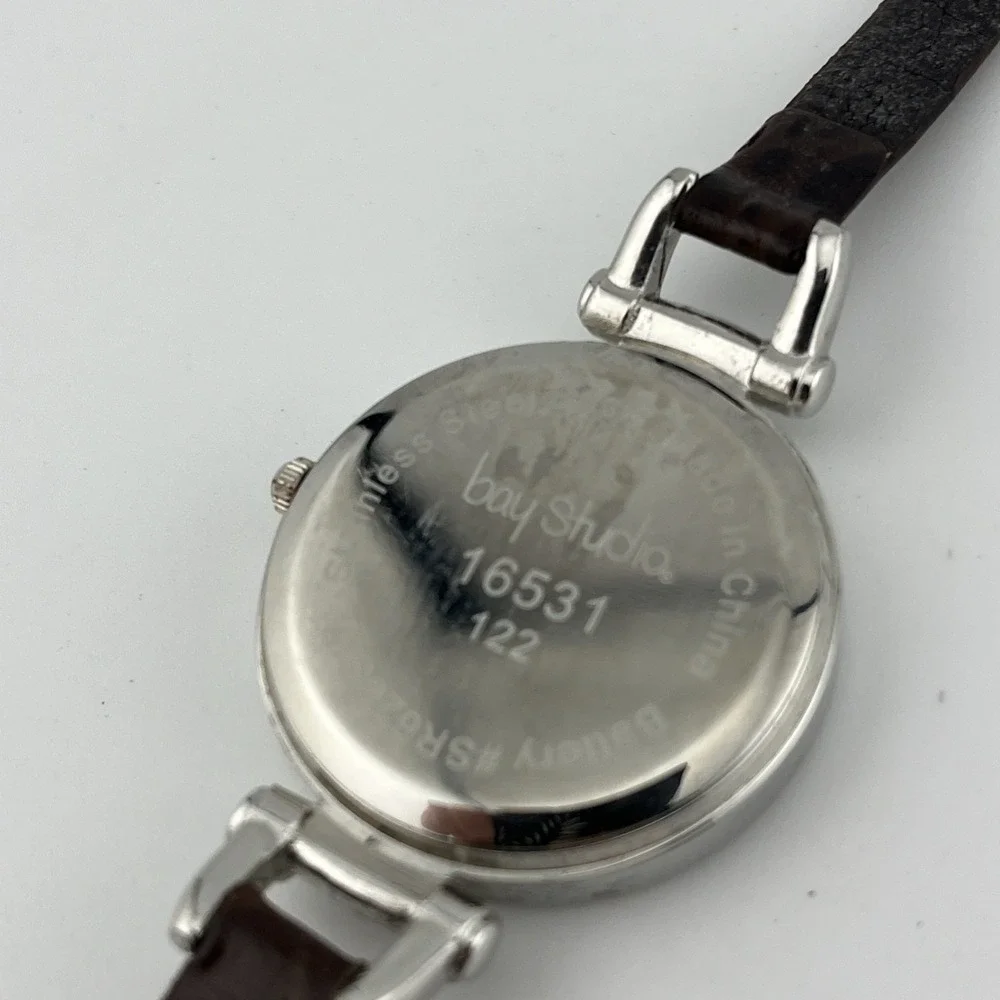 Bay Studio‎ Watch Women 32mm Silver Case Petite Leather Band- New Battery